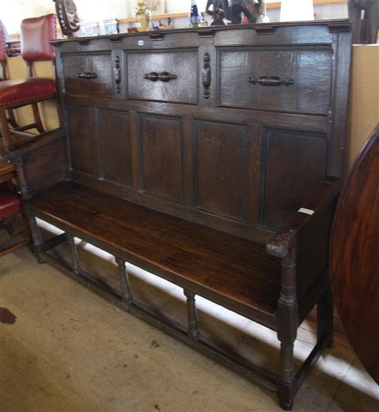 18th century panelled oak settle